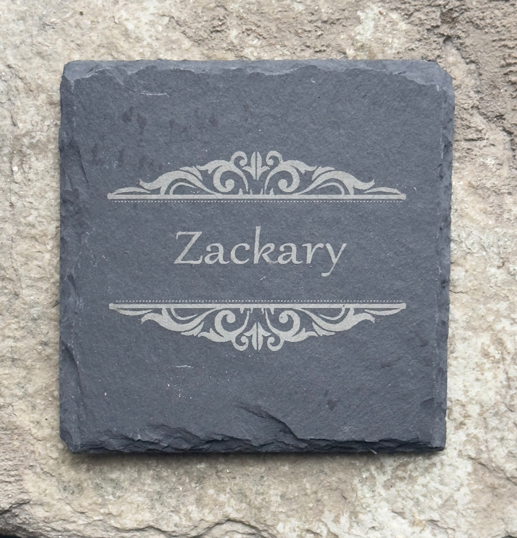 4" Square Personalized Black Slate Coaster image 0