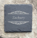 4" Square Personalized Black Slate Coaster image 0