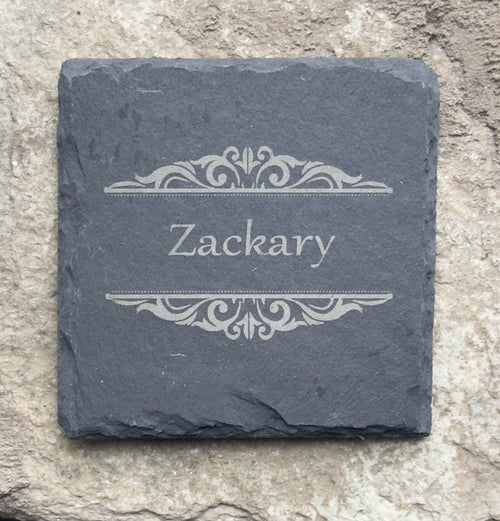4" Square Personalized Black Slate Coaster image 0