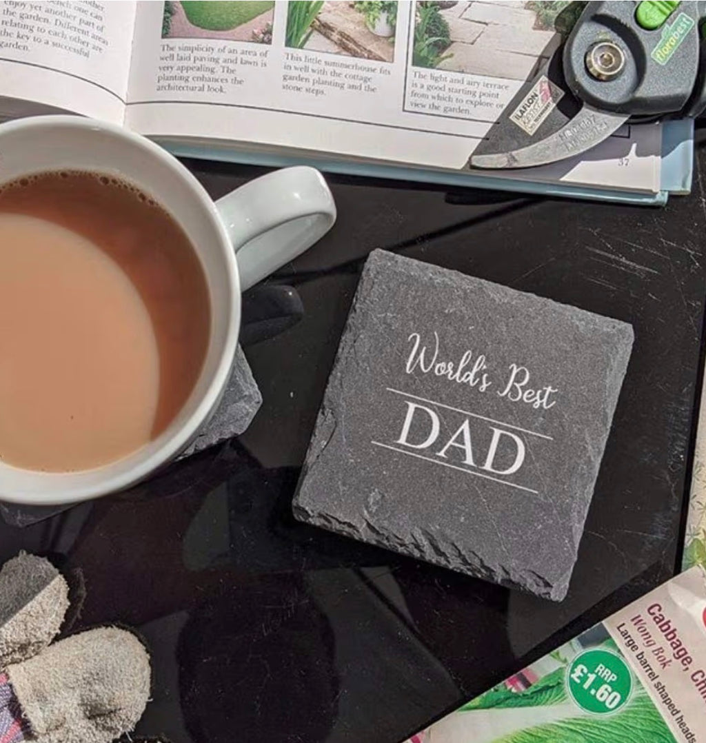 4" Square Personalized Black Slate Coaster