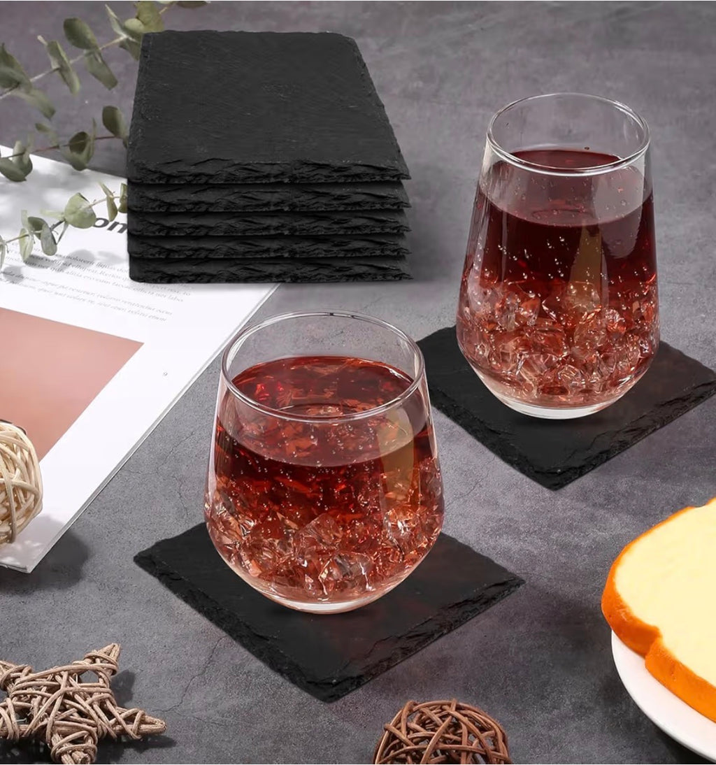 4" Square Personalized Black Slate Coaster
